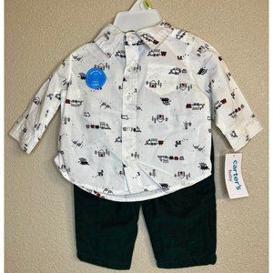Carters Baby 3M Long Sleeve Top and Bottom Set 2PC Baby Boy Clothing Set